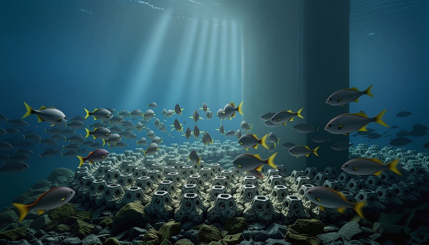 Récif de STARBLOCK immergés colonisés par la vie marine